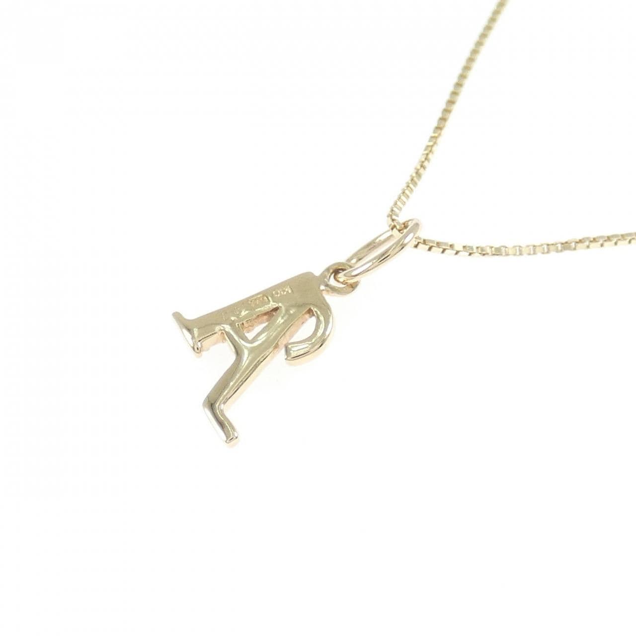 K10YG 字母 A钻石项链 0.02克拉