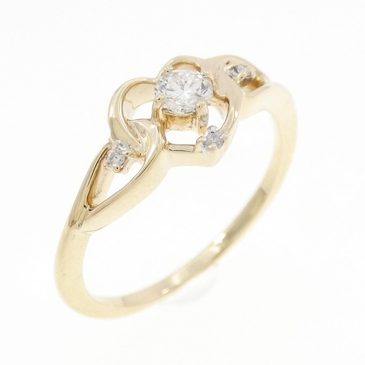 K10YG ハート ダイヤモンド リング 0.13CT