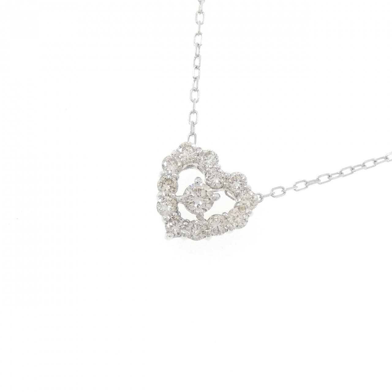 K18WG ハート ダイヤモンド ネックレス 0.38CT