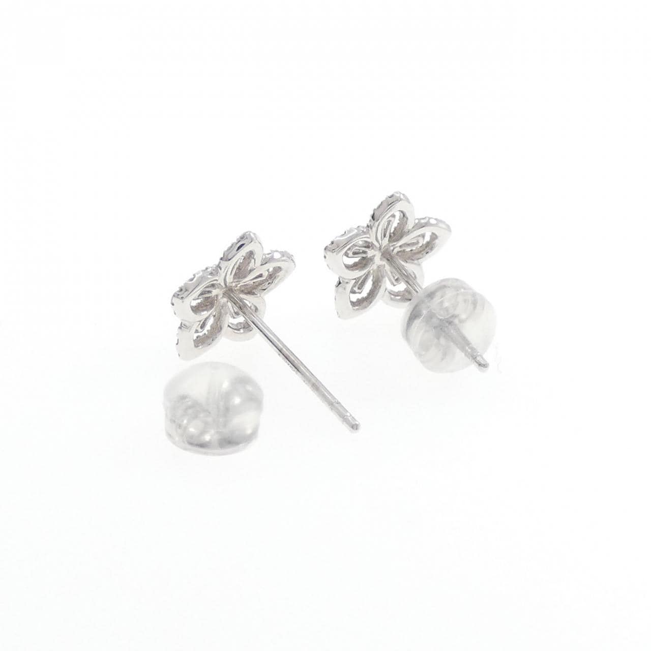750WG/K18WG フラワー ダイヤモンド ピアス 0.40CT