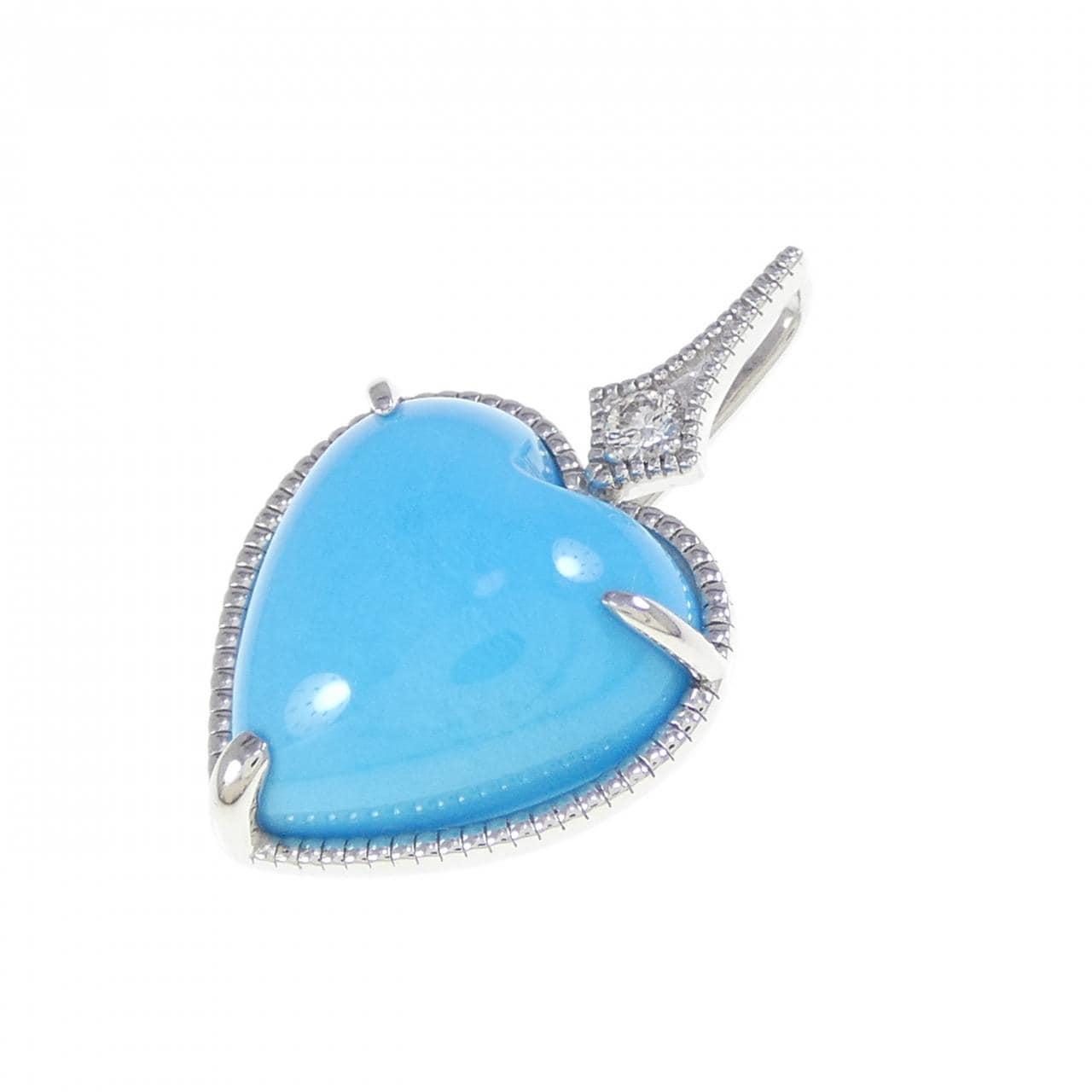 PT999 ハート ターコイズ ペンダント 4.00CT