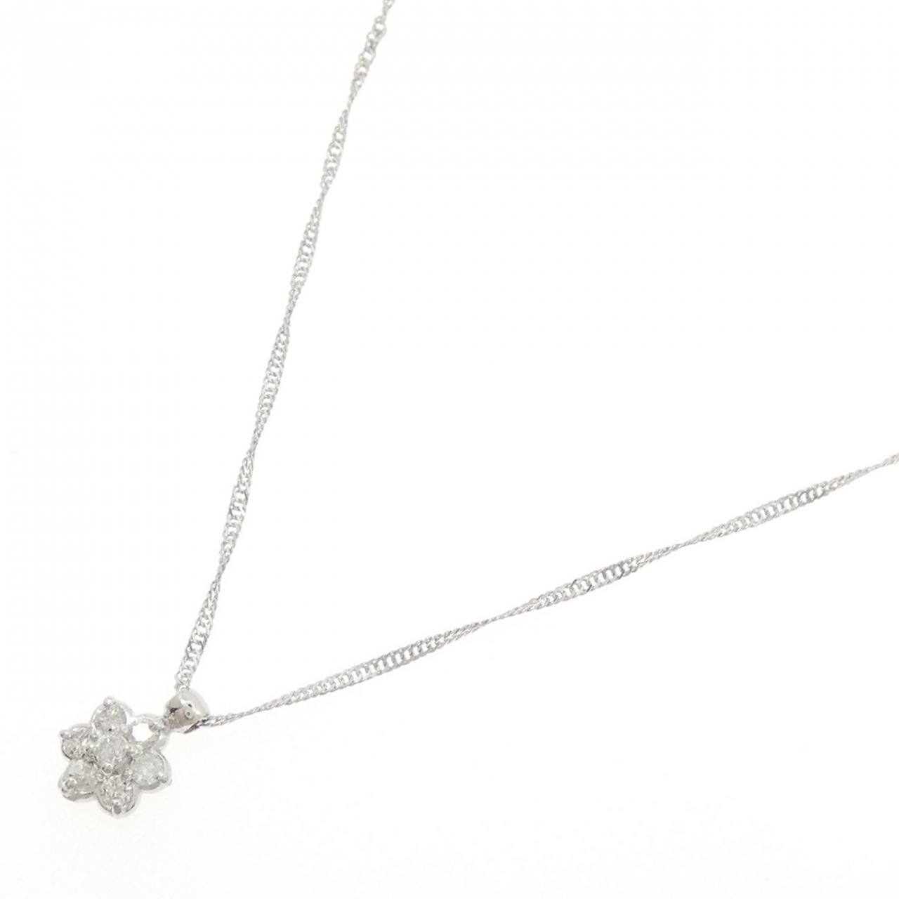 PT850 フラワー ダイヤモンド ネックレス 0.15CT