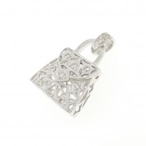 750WG バッグ ダイヤモンド ペンダント 0.12CT