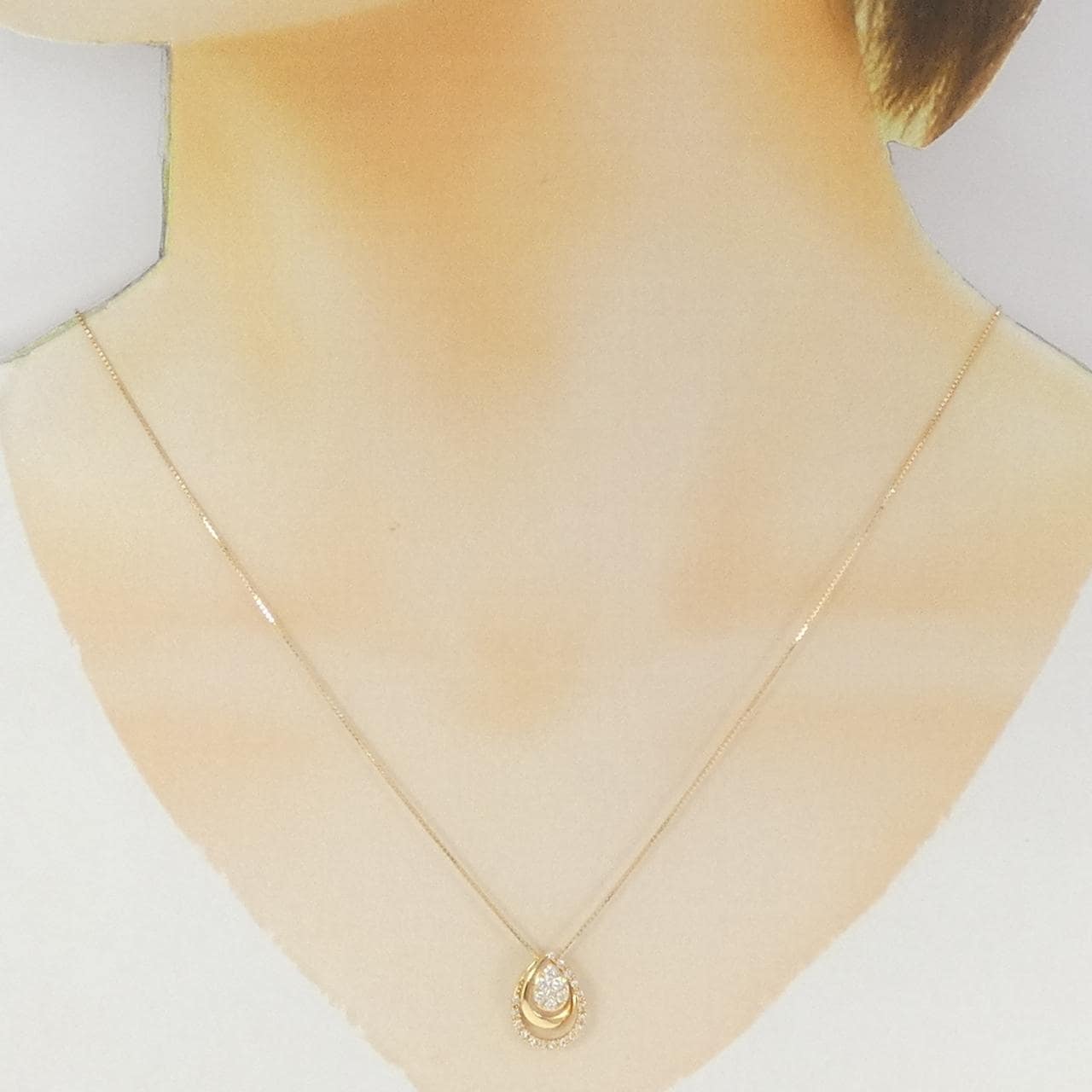 K18YG パヴェ ダイヤモンド ネックレス 0.21CT