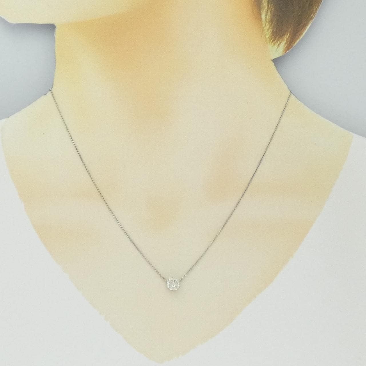 PT900/PT850 ソリティア ダイヤモンド ネックレス 0.59CT