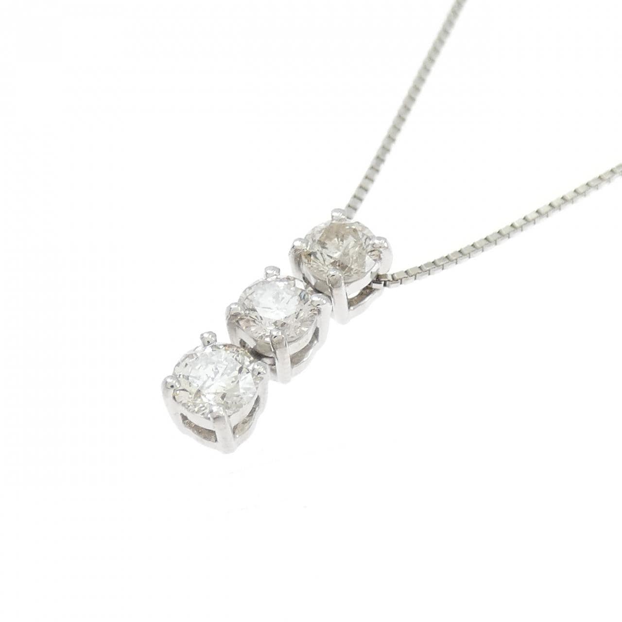 PT900/PT850 スリーストーン ダイヤモンド ネックレス 0.53CT