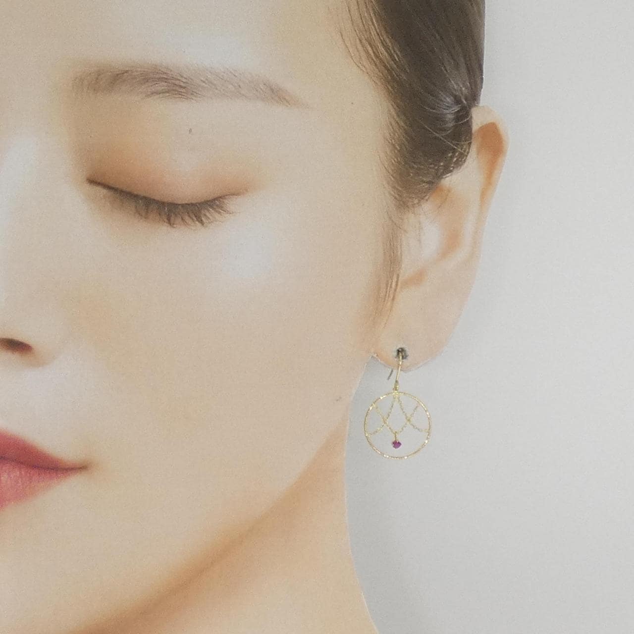 K14YG ルビー ピアス