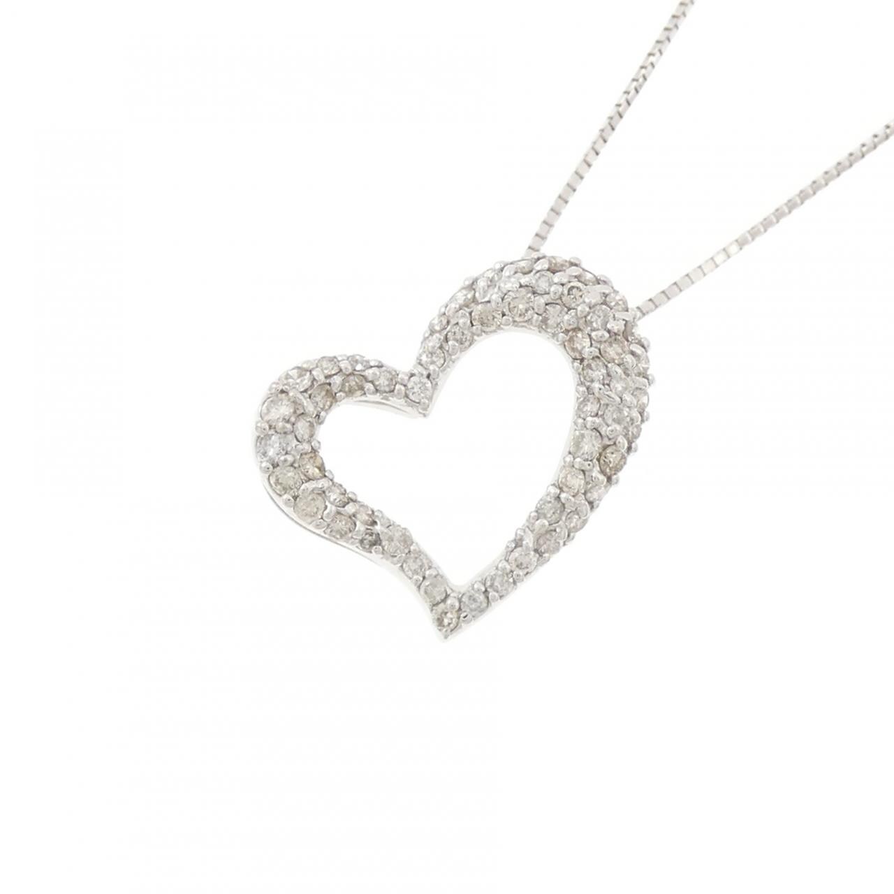K18WG ハート ダイヤモンド ネックレス 0.52CT