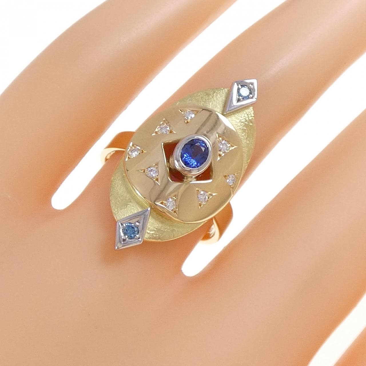 K18YG/PT900 サファイヤ リング 0.23CT