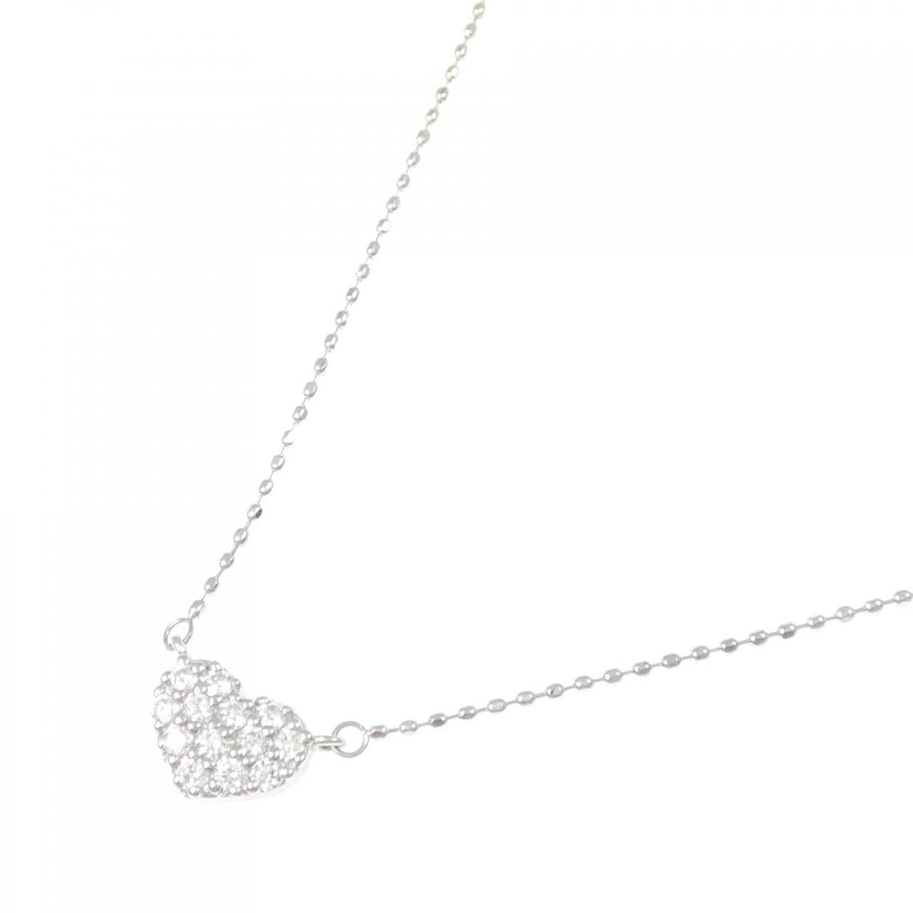 K10WG ハート パヴェ ダイヤモンド ネックレス 0.15CT