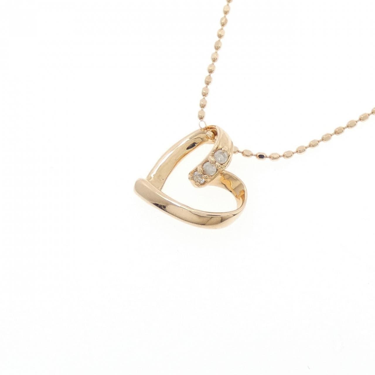 K18PG ハート ダイヤモンド ネックレス 0.03CT