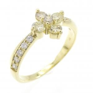【新品】K18YG フラワー ダイヤモンド リング 0.50CT