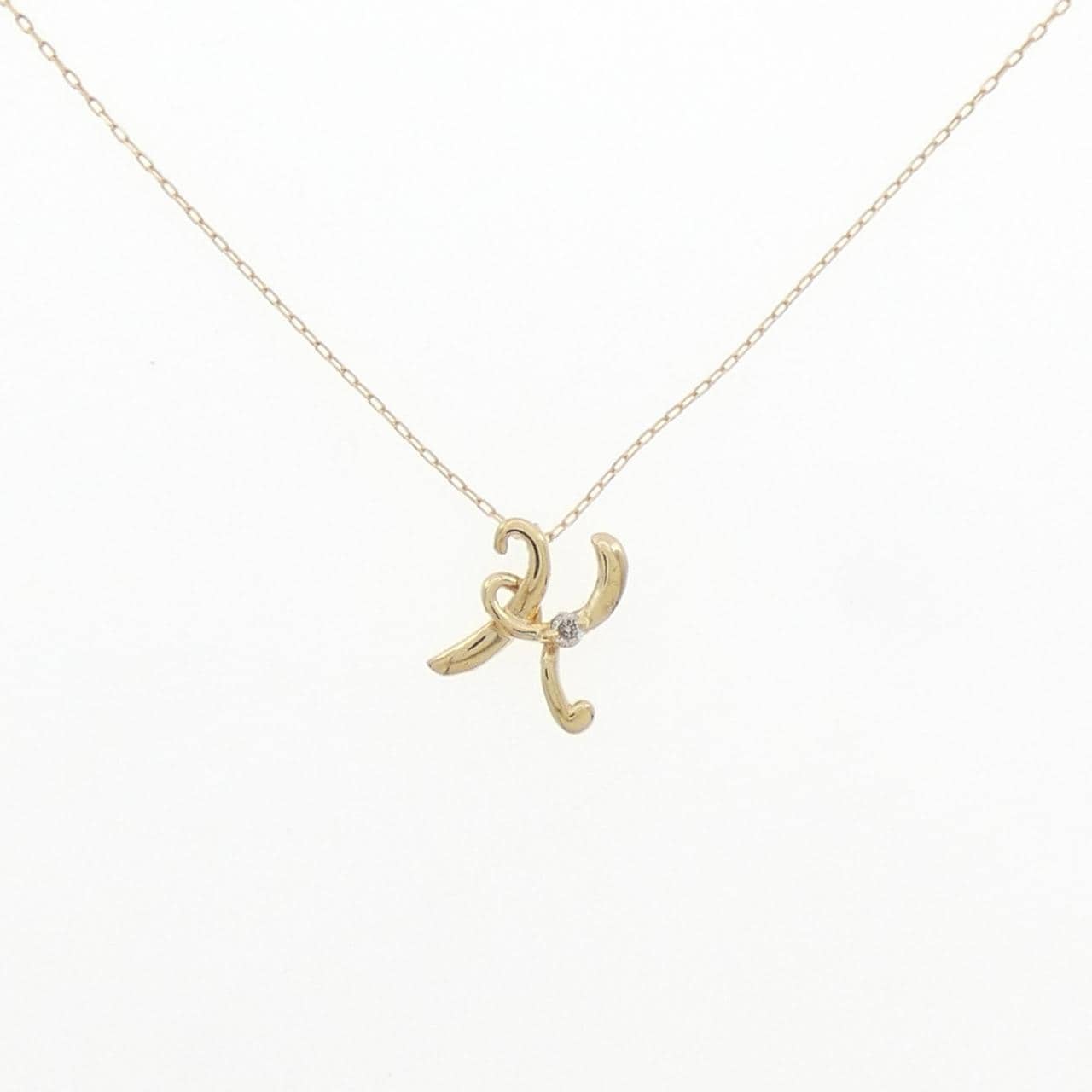 K18YG イニシャルK ダイヤモンド ネックレス 0.01CT