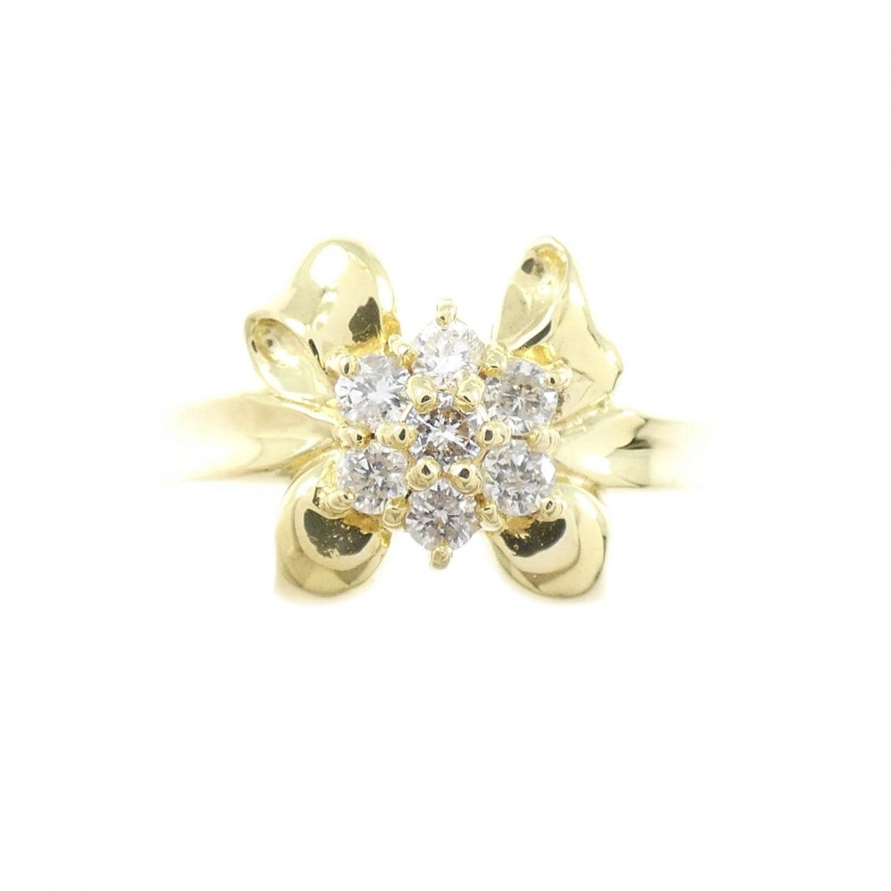 K18YG フラワー ダイヤモンド リング 0.25CT