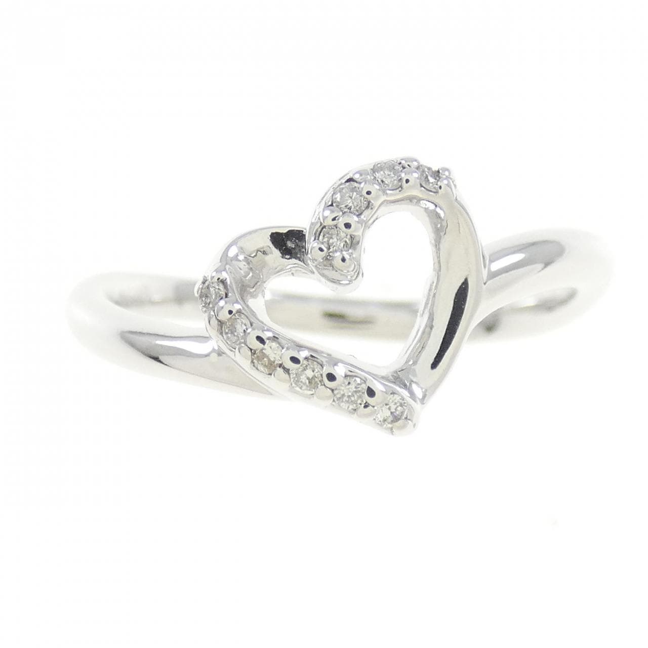K18WG ハート ダイヤモンド リング 0.05CT