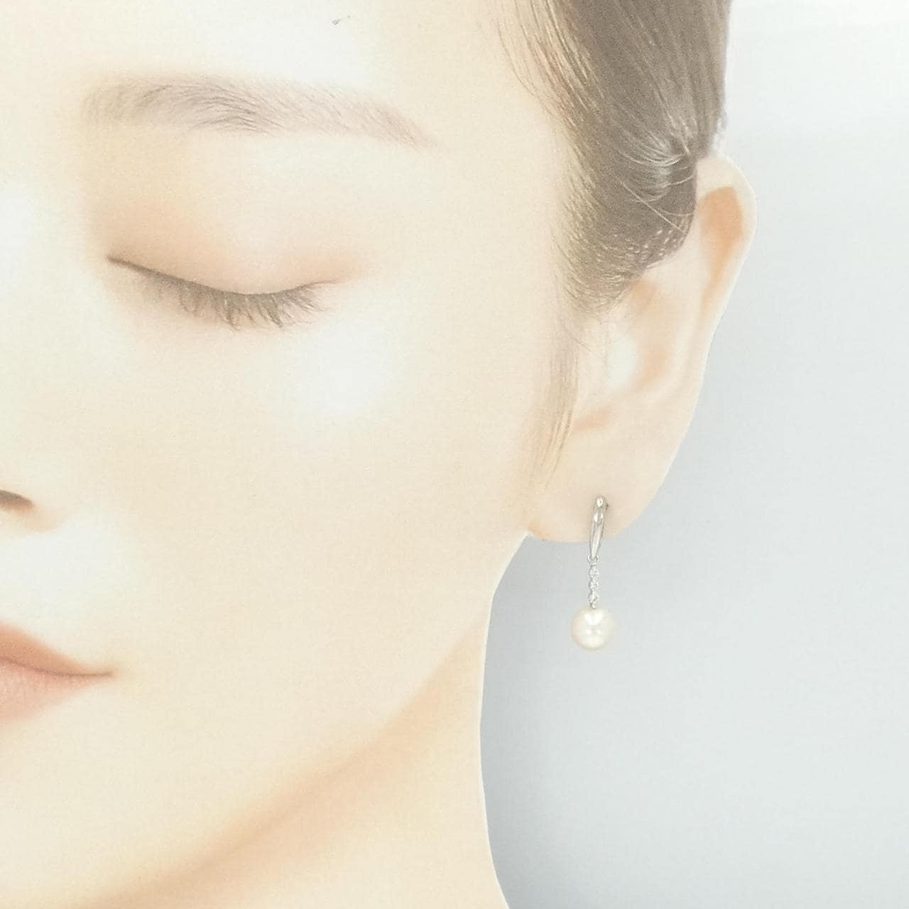 K18WG アコヤパール ピアス 7.6mm