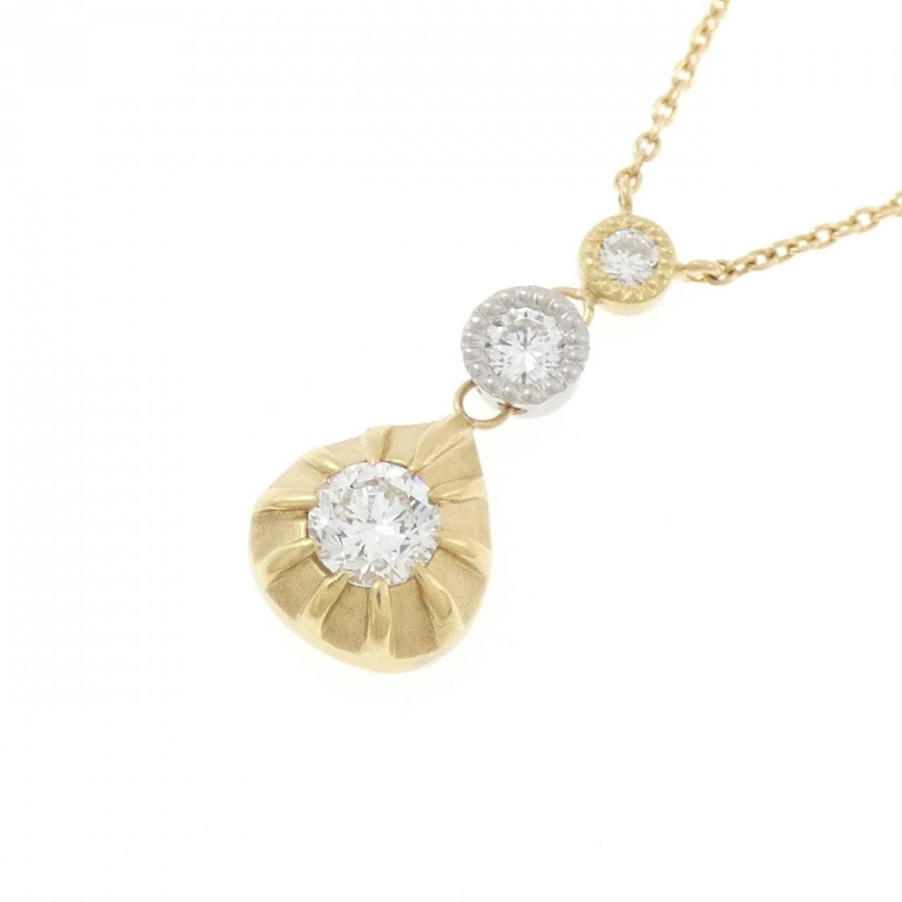 K18YG/PT900 ダイヤモンド ネックレス 0.324CT