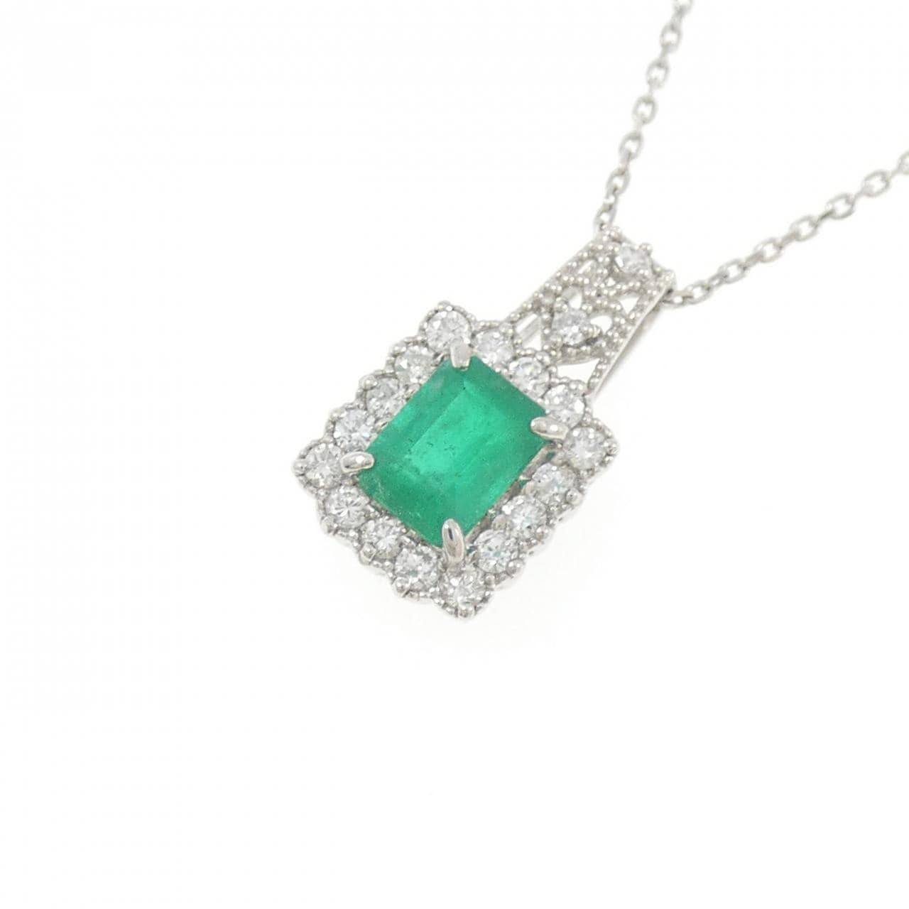 【新品】PT900/PT850 エメラルド ネックレス 0.68CT