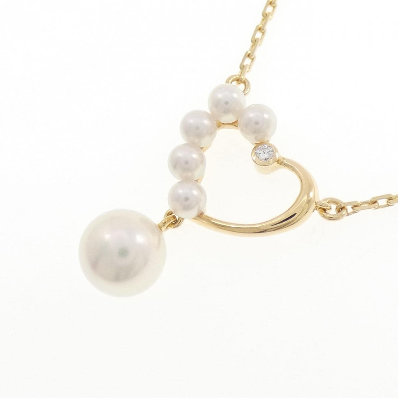 K18YG ハート アコヤパール ネックレス