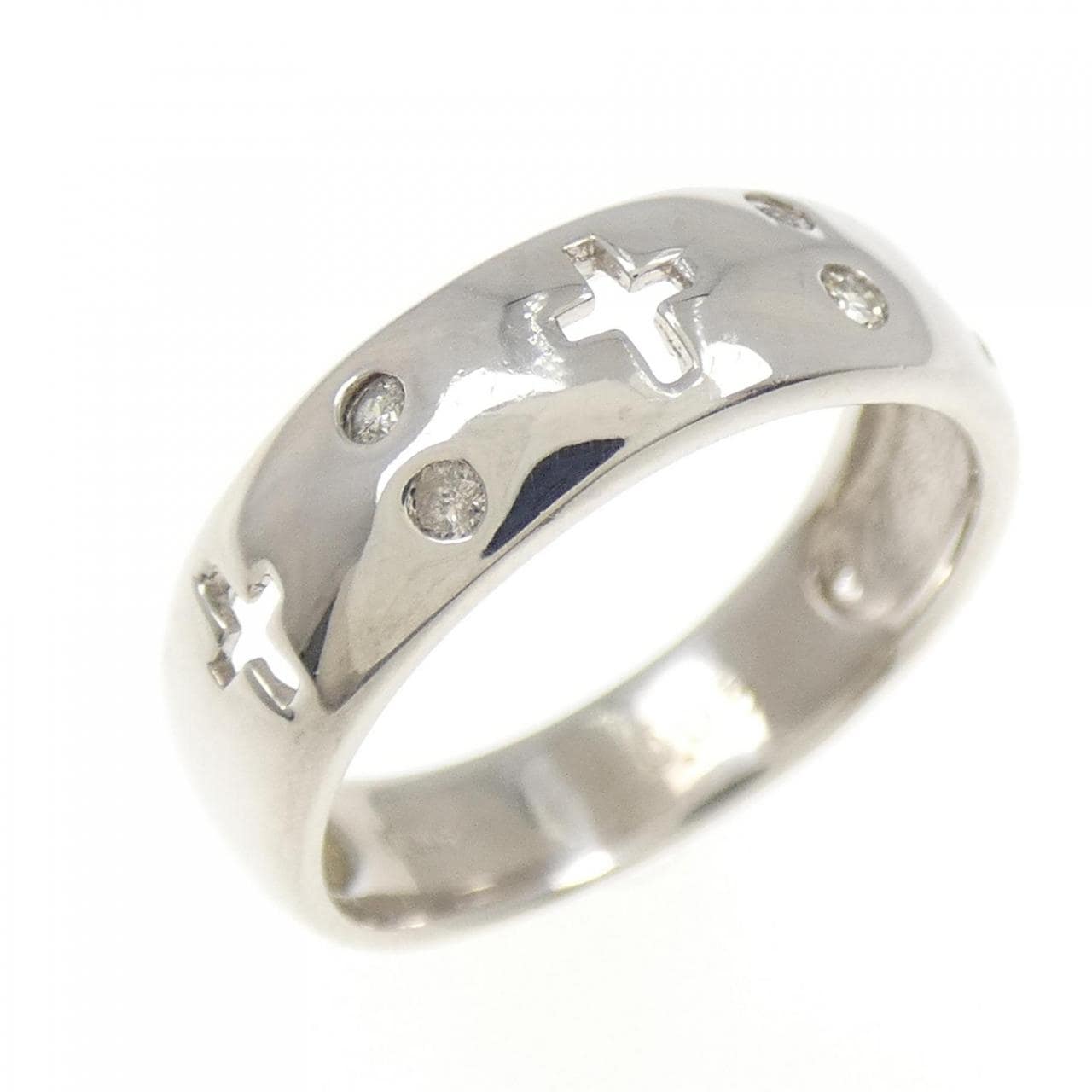 K18WG クロス ダイヤモンド リング 0.05CT