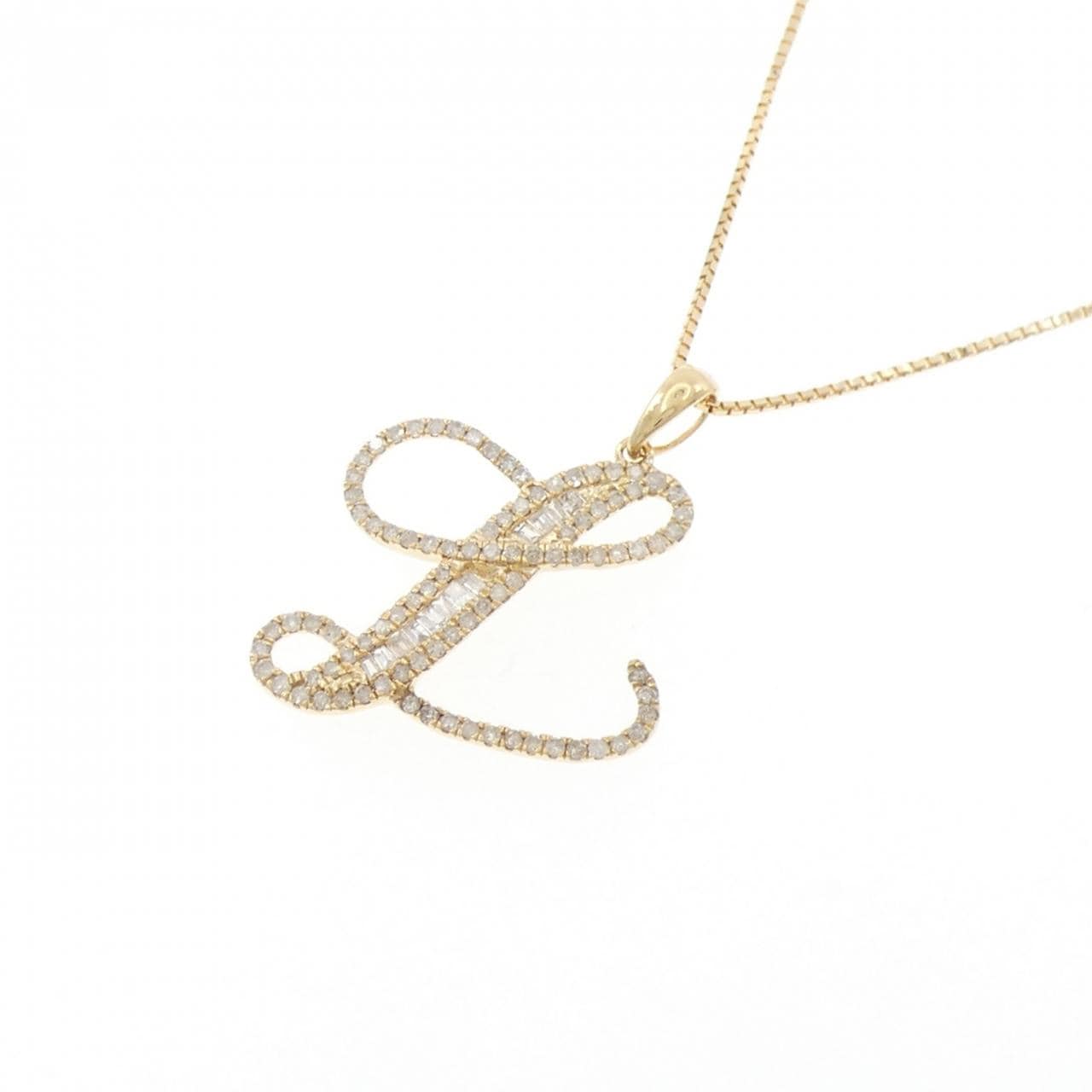 K18YG イニシャルL ダイヤモンド ネックレス 0.50CT