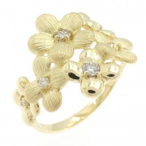K18YG フラワー ダイヤモンド リング 0.23CT