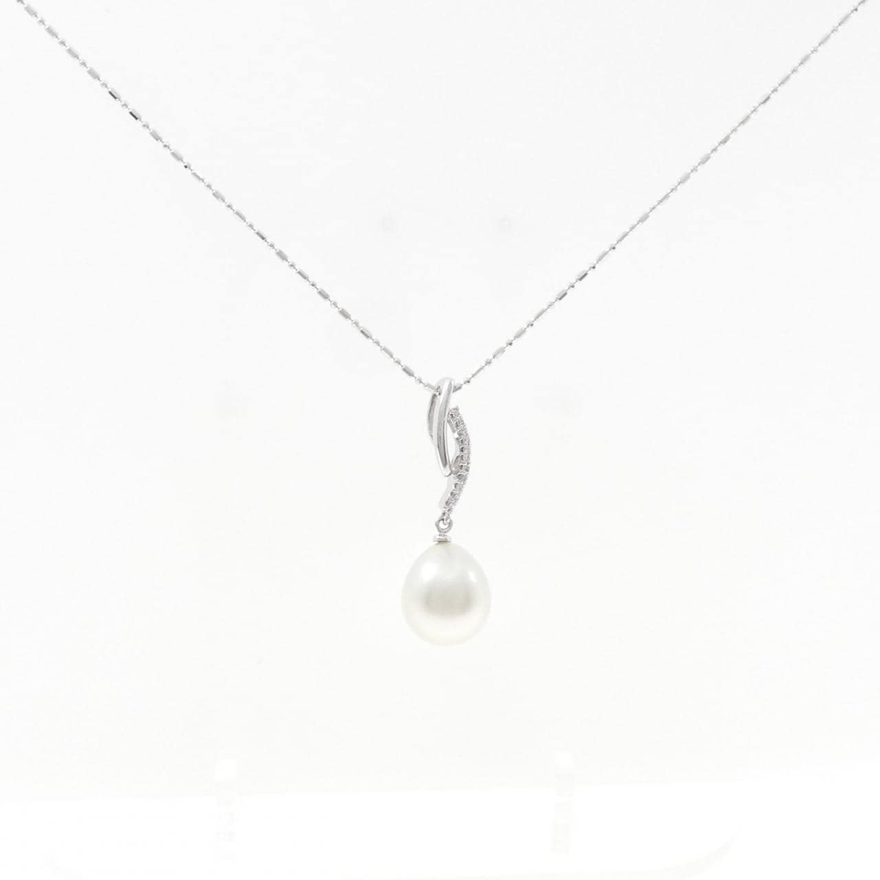 K18WG 白蝶パール ネックレス 11.4mm