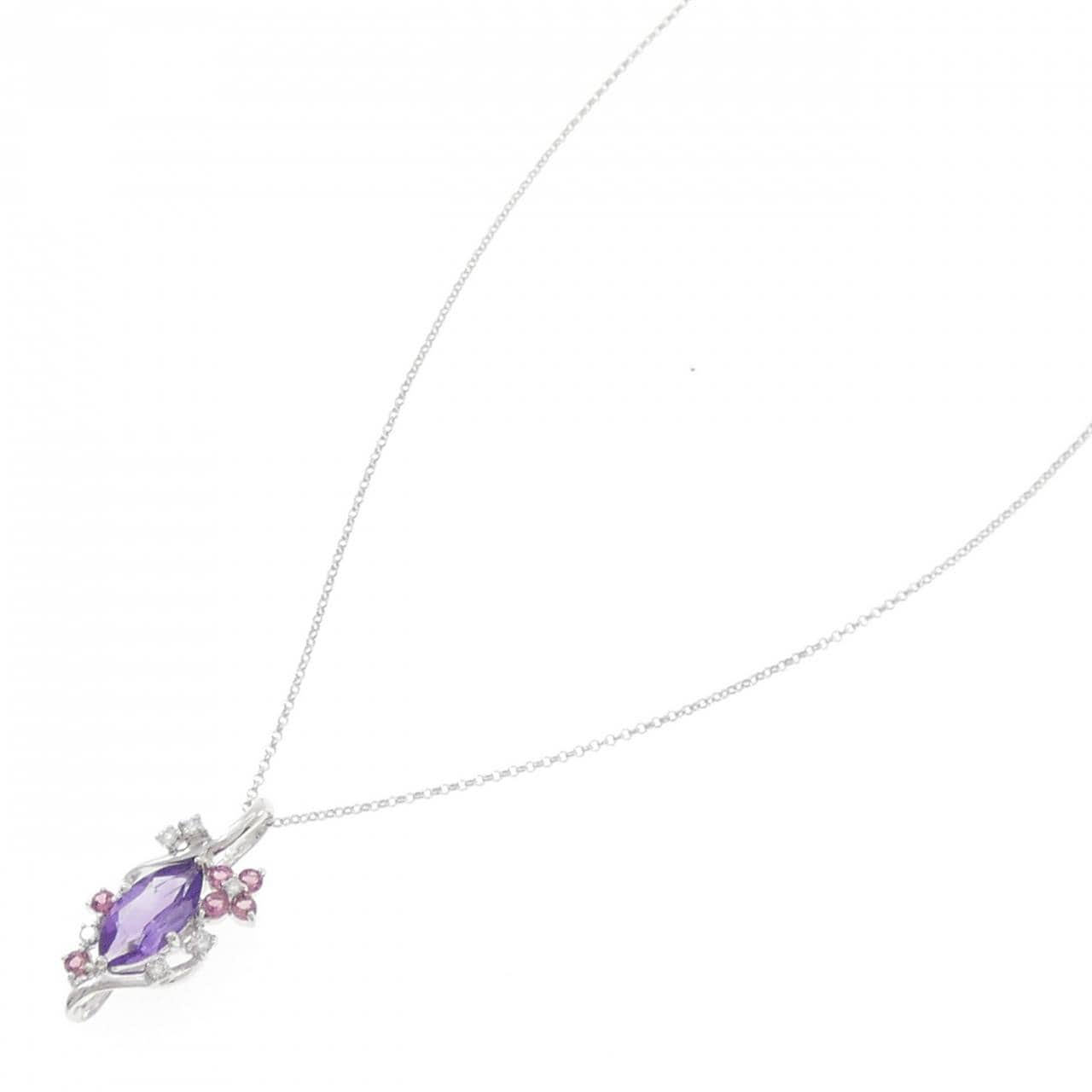 K18WG フラワー アメジスト ネックレス 0.95CT