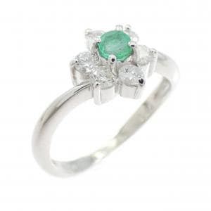 PT900 フラワー エメラルド リング