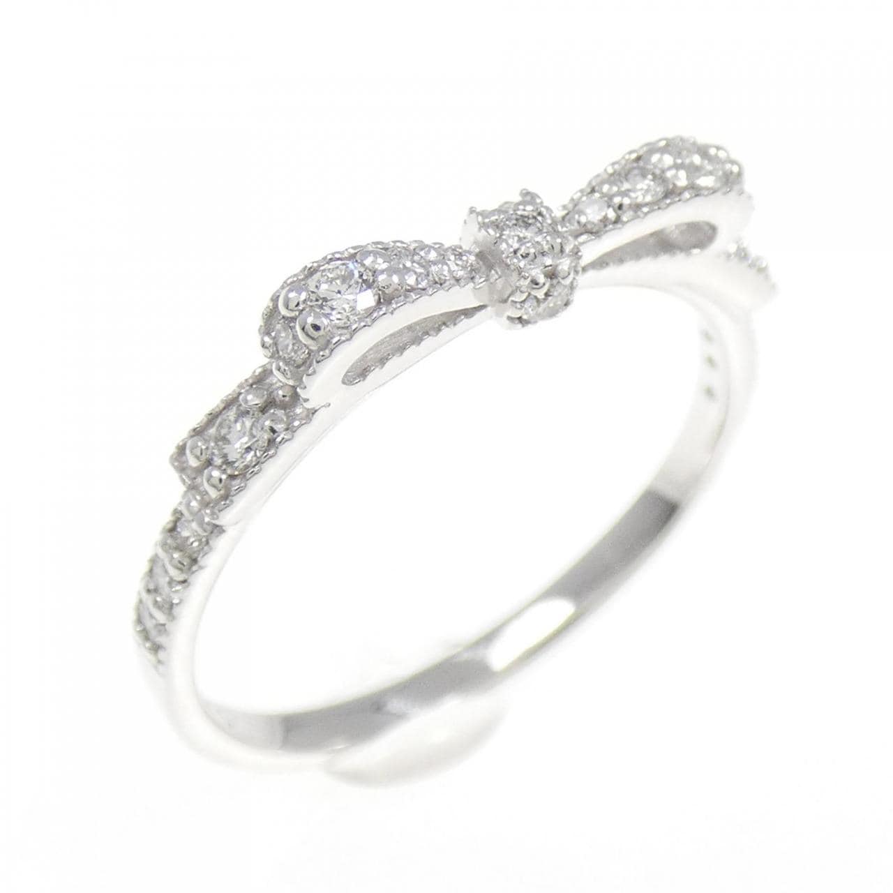 K18WG ribbon Diamond ring 0.15CT