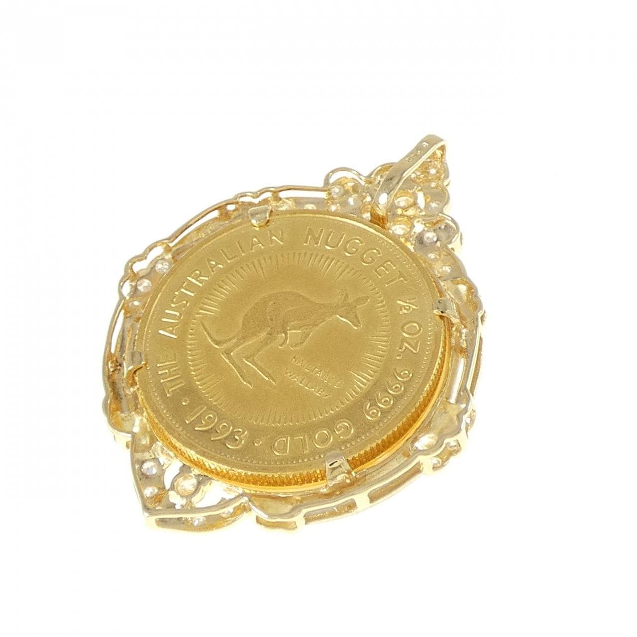 K18YG（框架）钻石硬币吊坠0.42CT