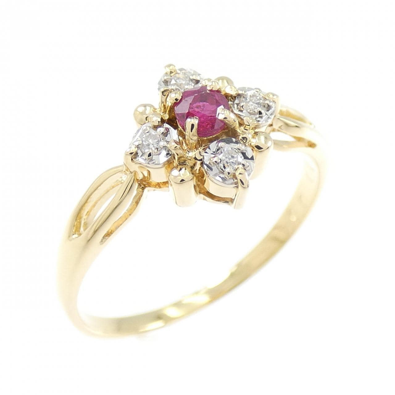 K18YG/K18WG ルビー リング 0.10CT