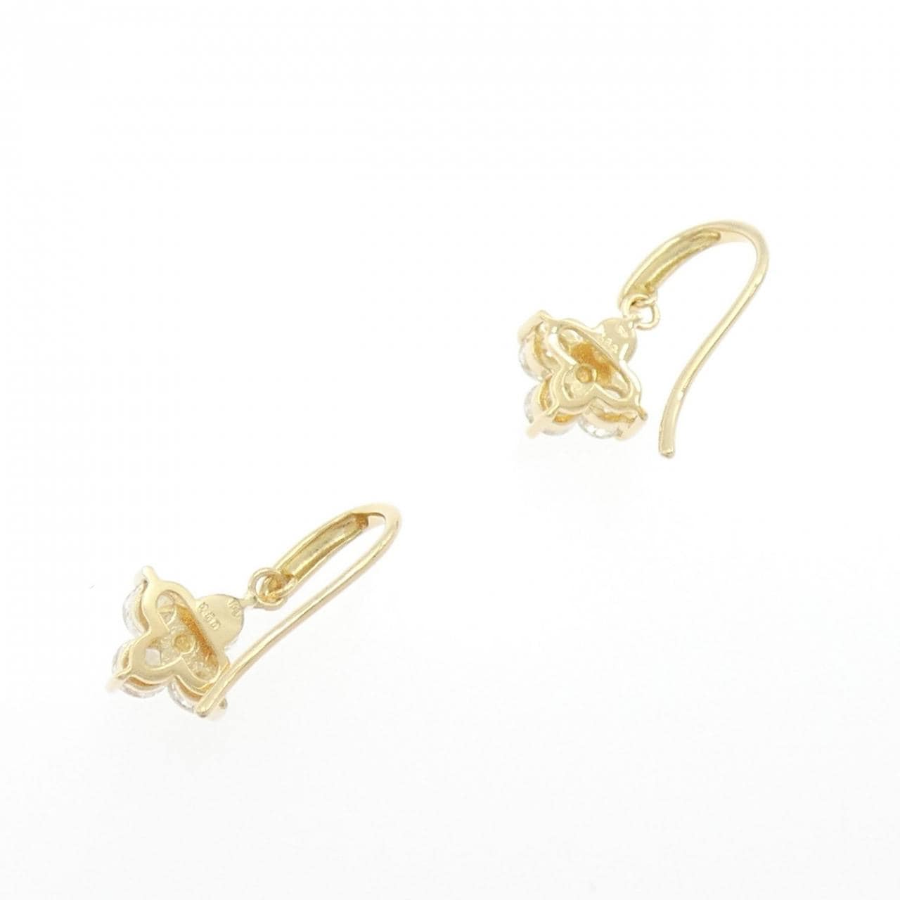 【リメイク】K18YG フラワー ダイヤモンド ピアス 1.00CT
