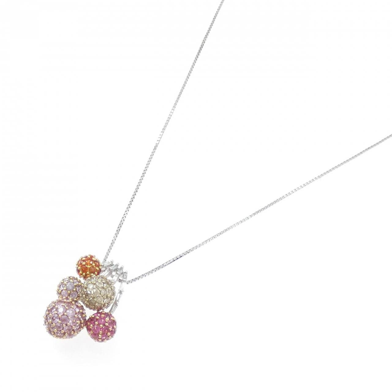 K18スリーカラー カラーストーン ネックレス