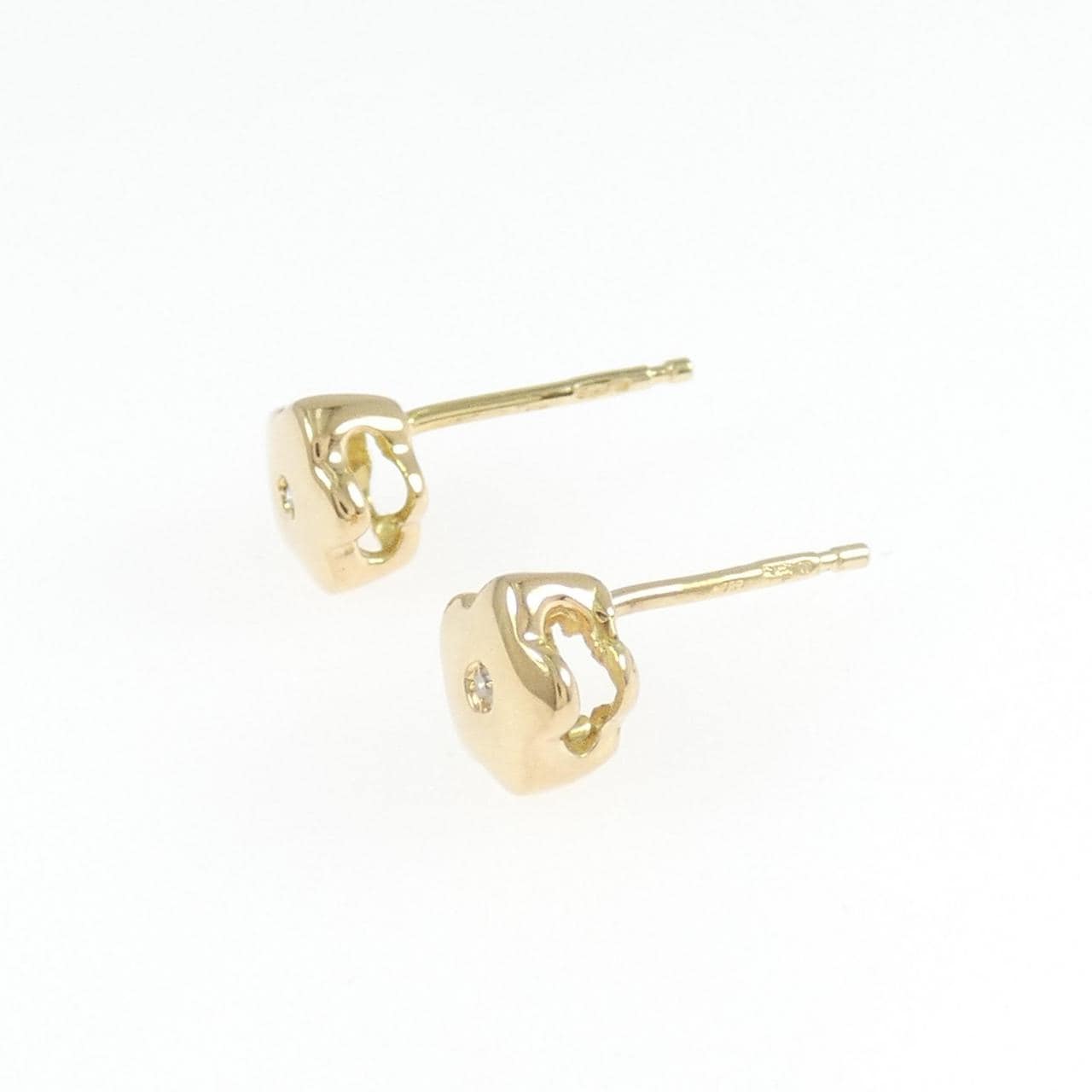 750YG/K18YG フラワー ダイヤモンド ピアス