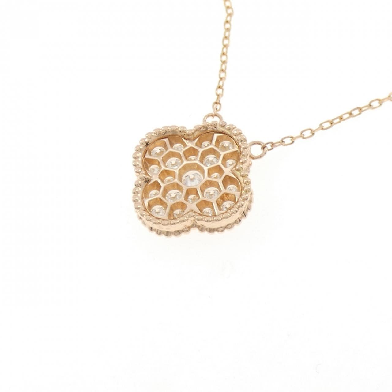 K18PG フラワー ダイヤモンド ネックレス 0.40CT