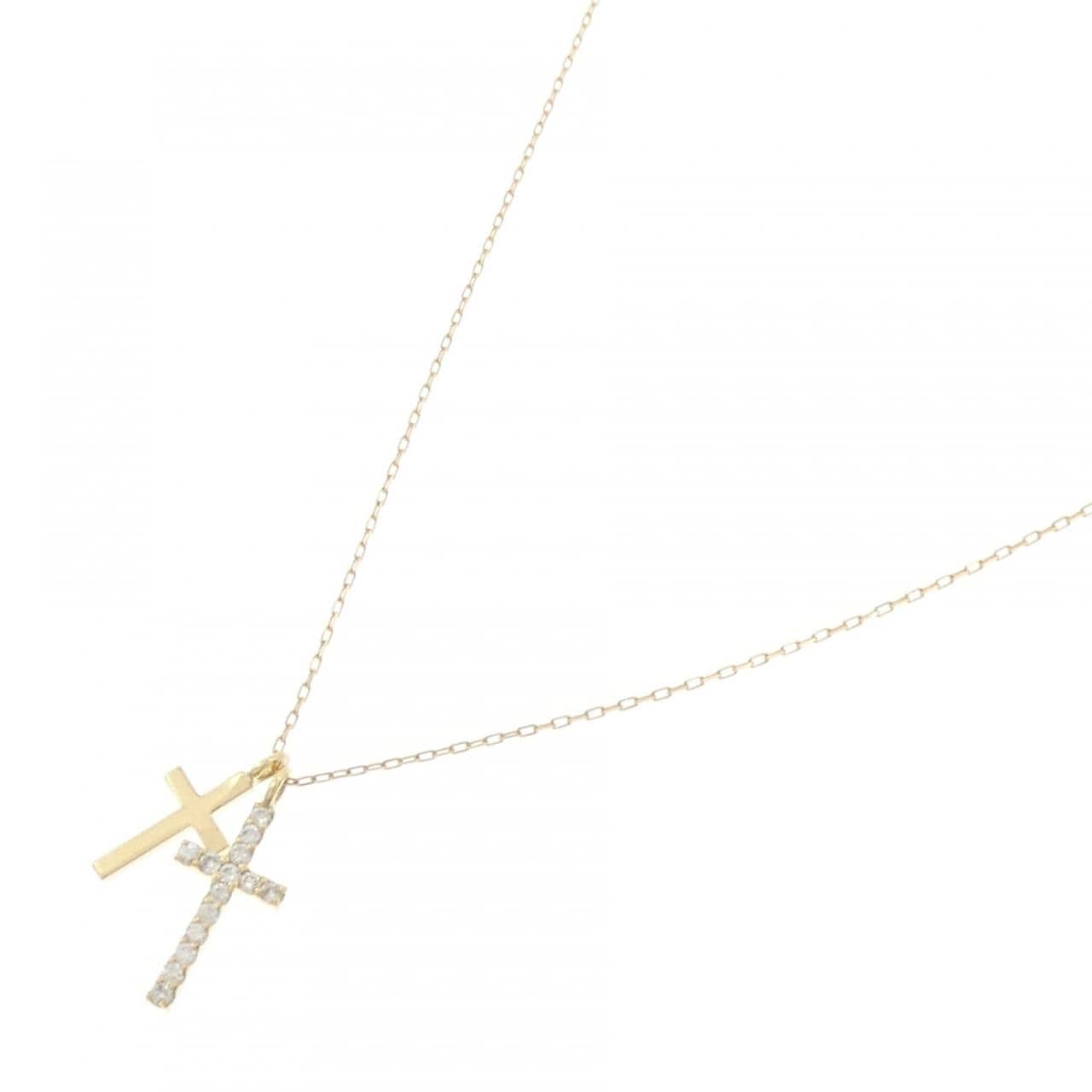 K18YG クロス ダイヤモンド ネックレス 0.14CT