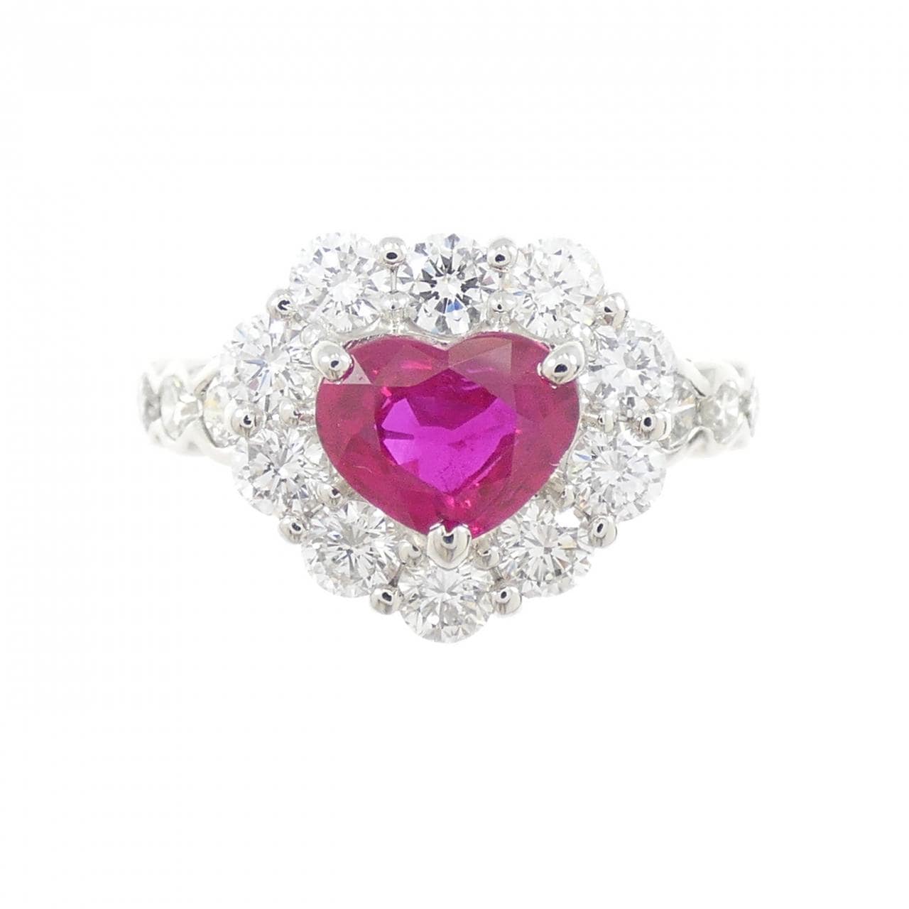 PT900 ハート ルビー リング 1.134CT