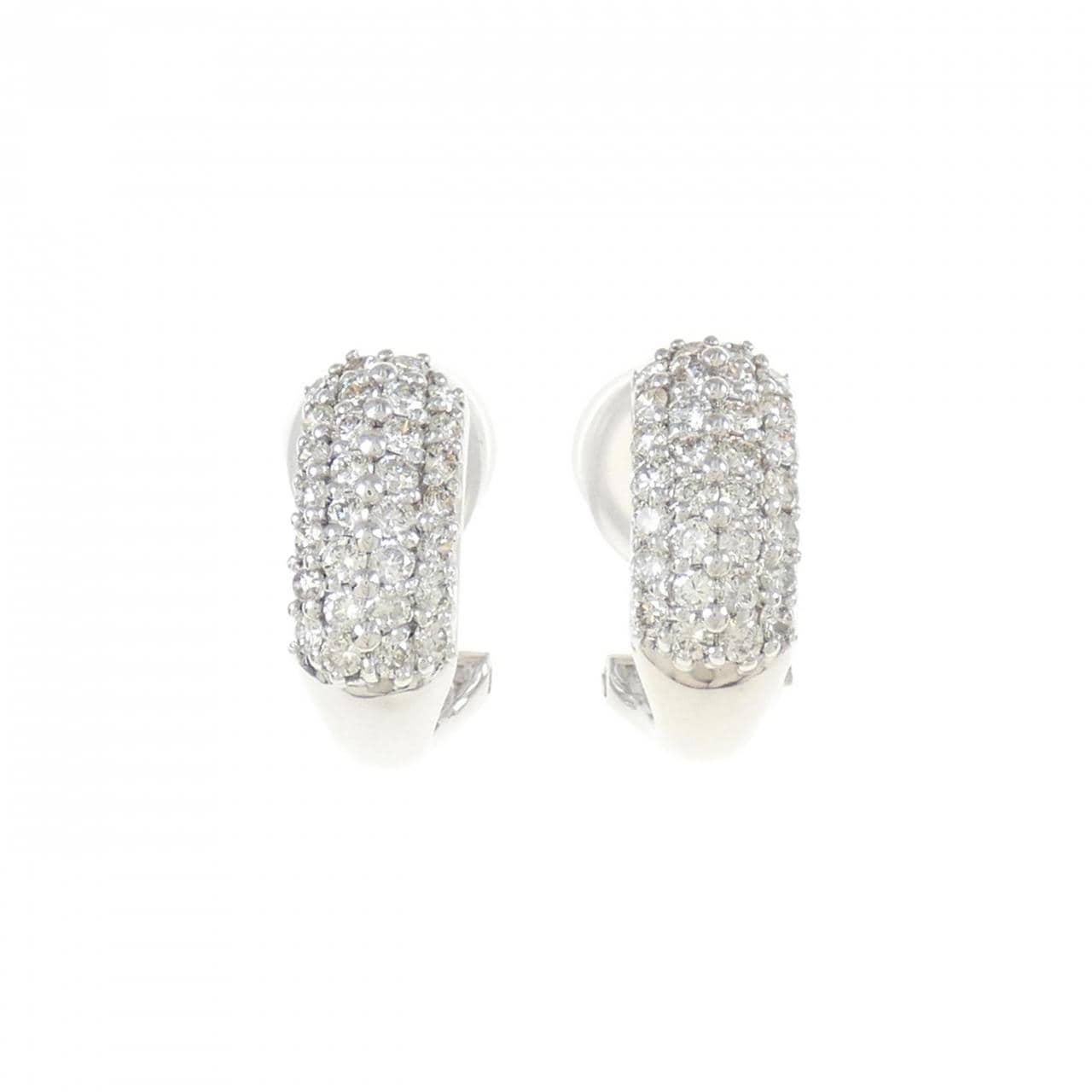 K18WG/PT Pave Diamond earrings 1.00CT