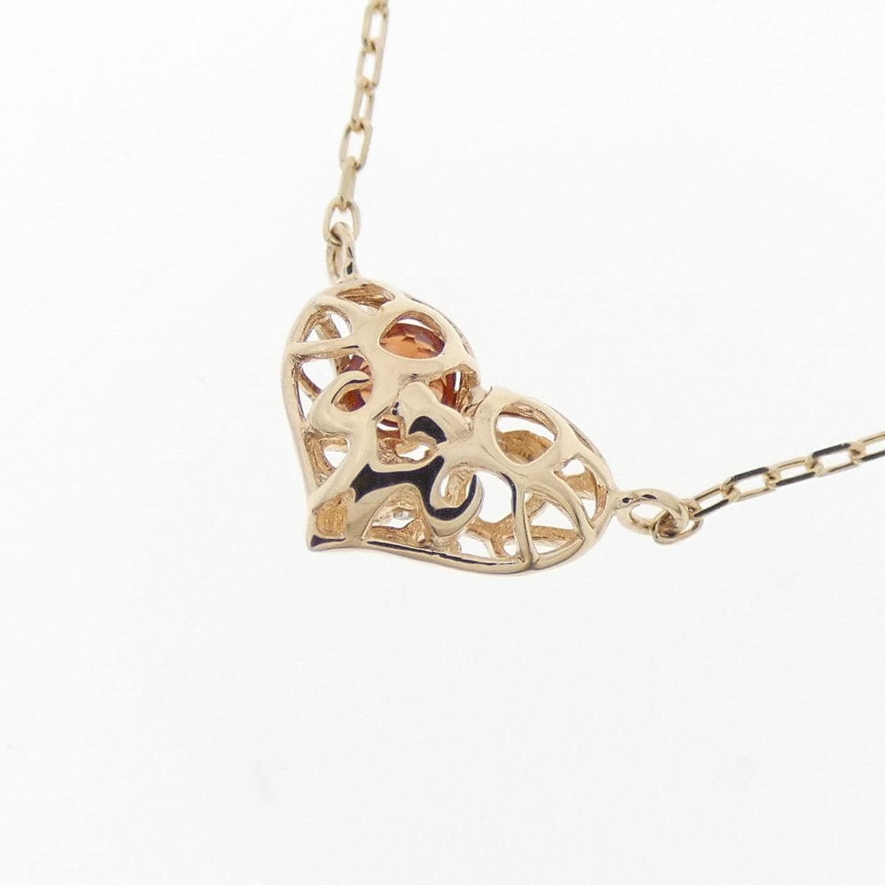 K10YG ハート ガーネット ネックレス