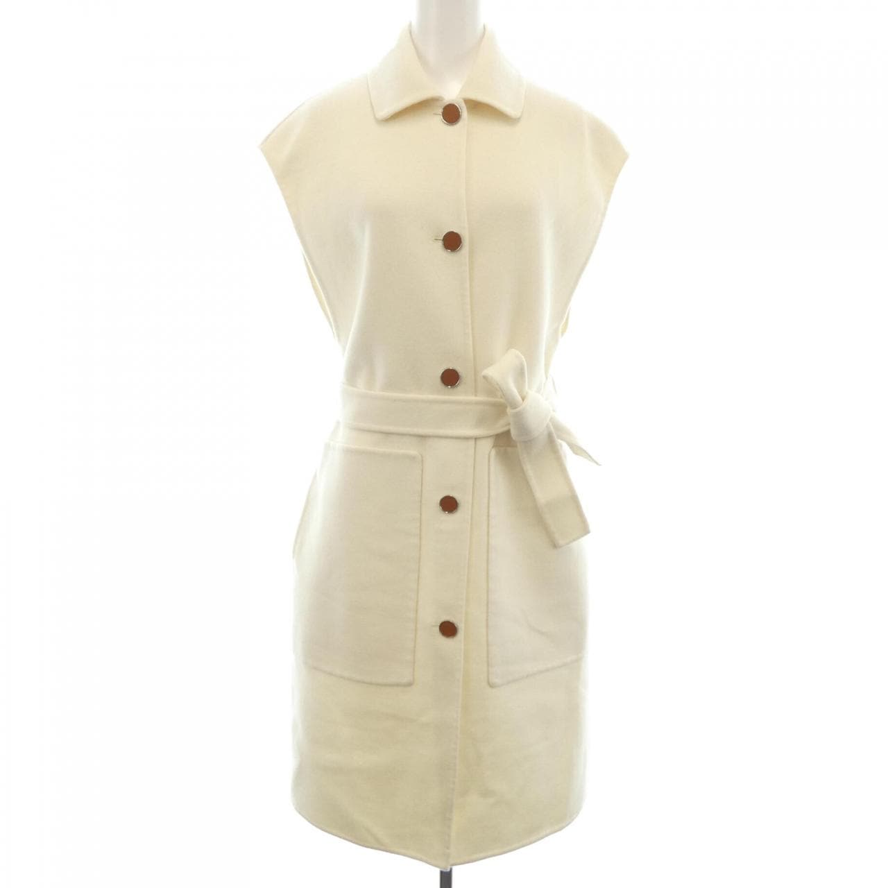 エルメス HERMES クルードセル ラムスキンボタン ダブルフェイス 4E0101DA ロングベスト