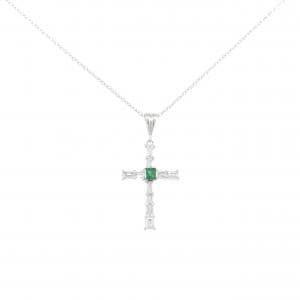 750WG/K18WG クロス エメラルド ネックレス