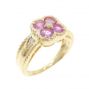 K18YG フラワー サファイヤ リング 0.86CT