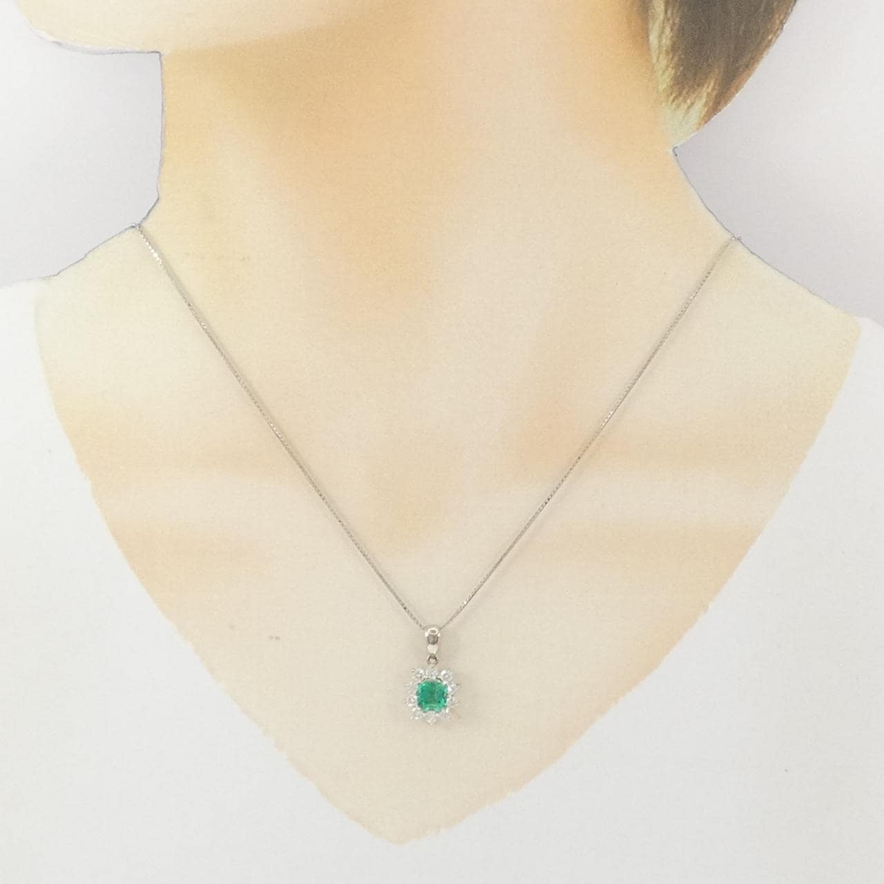 PT900/PT850 エメラルド ネックレス 0.88CT
