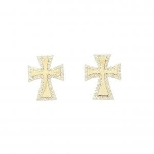 K18YG クロス ダイヤモンド ピアス 0.40CT