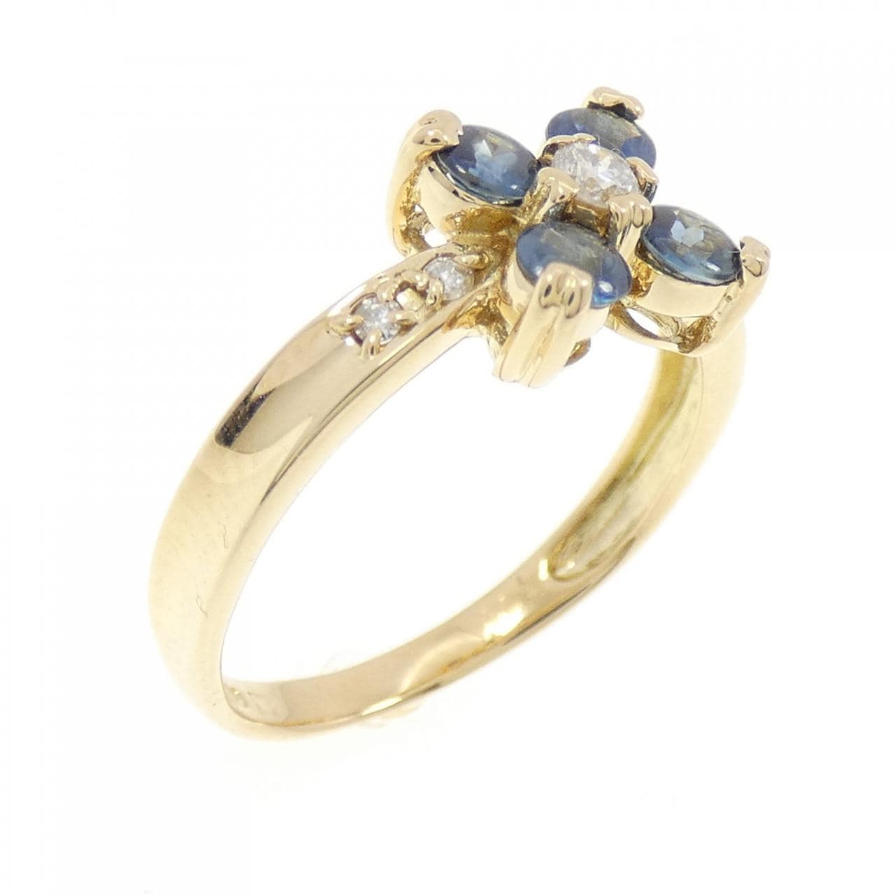 K18YG フラワー サファイヤ リング