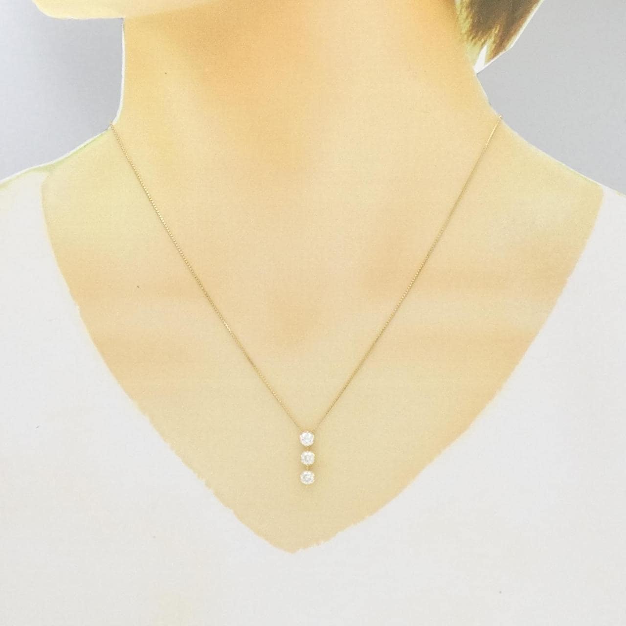 [BRAND NEW] K18YG Diamond Necklace 0.582CT G SI1-2 VG-GOOD