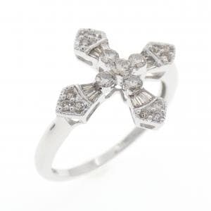 K18WG クロス ダイヤモンド リング