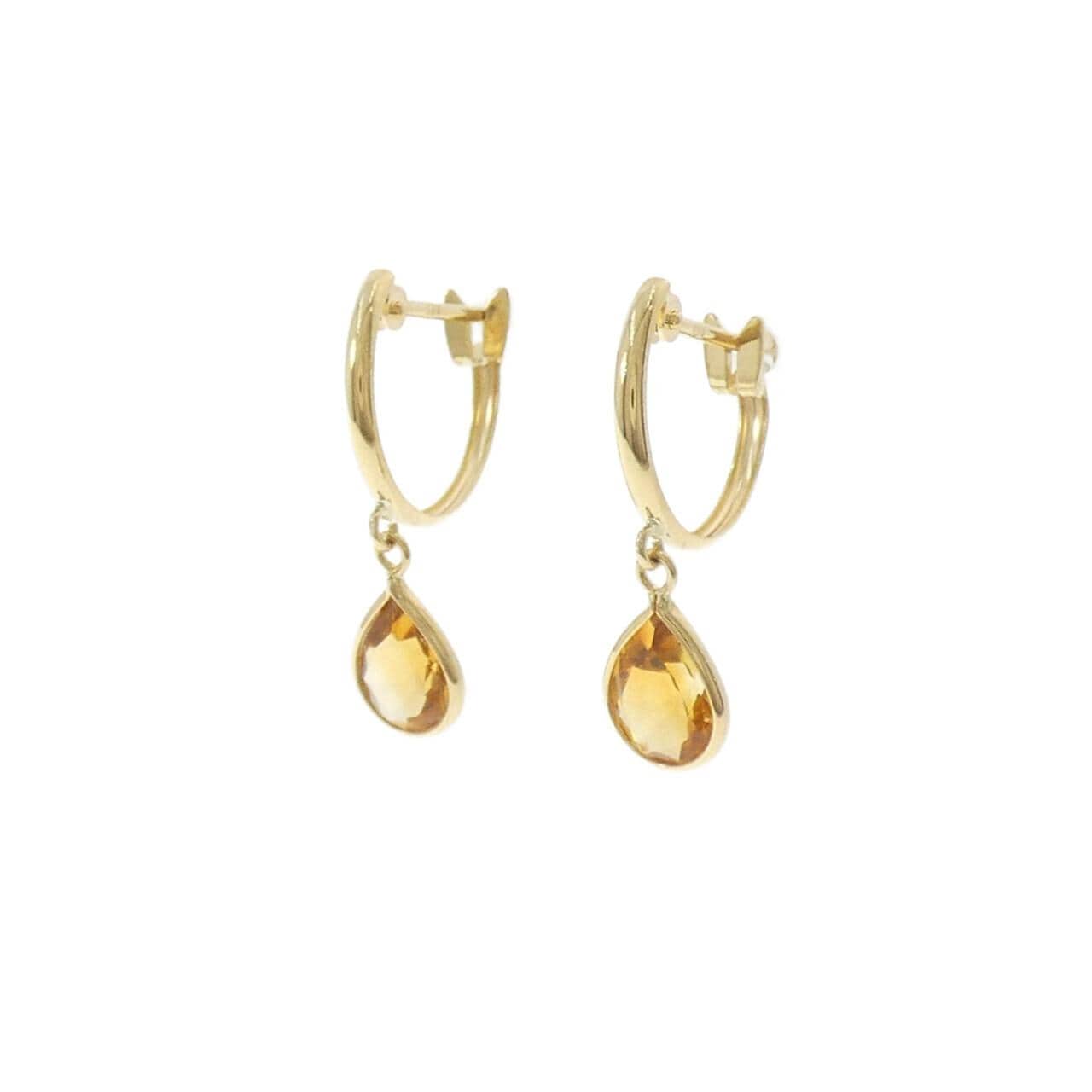 K18YG黄水晶耳环