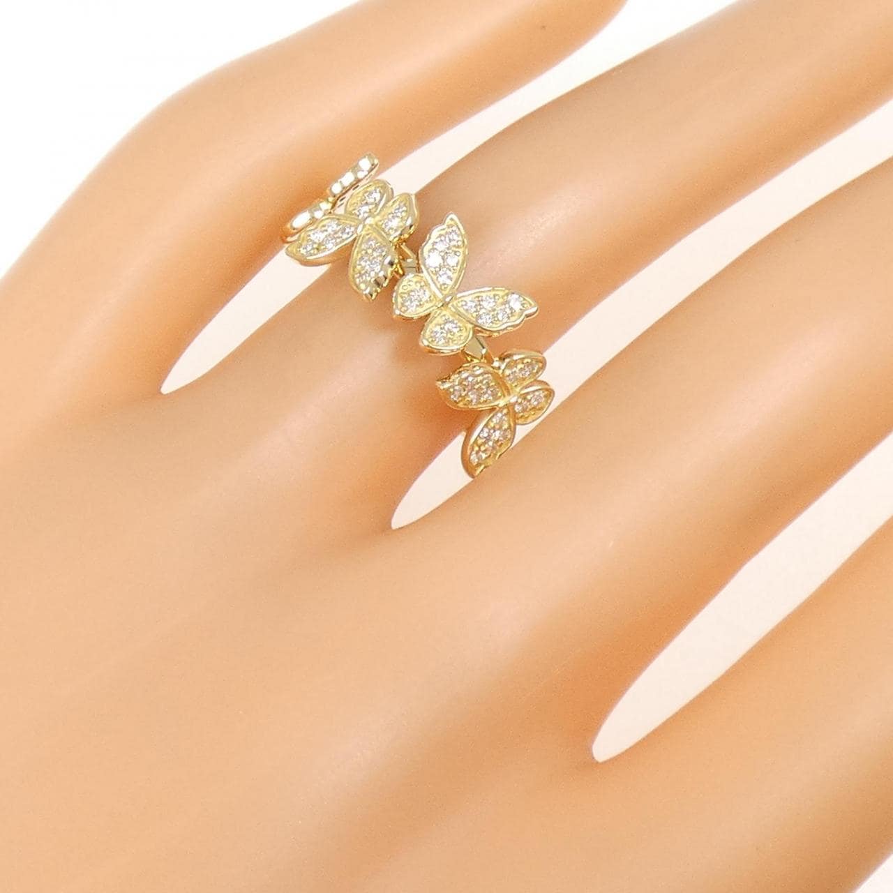 K18YG バタフライ ダイヤモンド リング 0.26CT